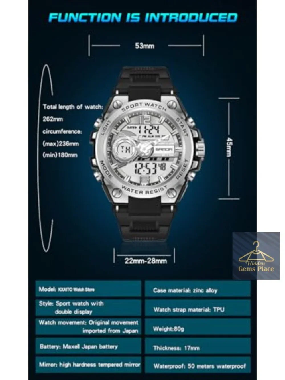 Waterproof Military Sport Watch LED Alarm Stopwatch